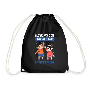 I love my job for all the little reasons. - Drawstring Bag - black - Front