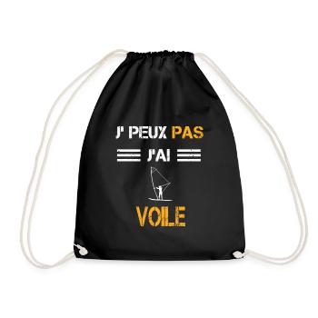 Je peux pas j'ai voile cadeau planchiste - Sac de sport léger - noir - Devant