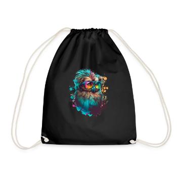 Colorful Cute Owl with Sunglasses Animal Design - Turnbeutel - Schwarz - Vorne
