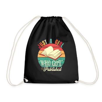 Just Published Author Shirt Women, Pub Day T Shirt - Drawstring Bag - black - Front