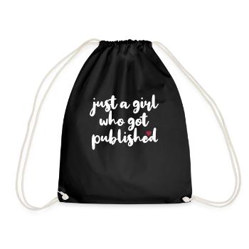 Just Published Author Shirt Women, Pub Day T Shirt - Drawstring Bag - black - Front