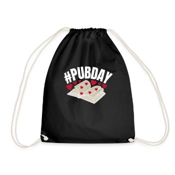 Just Published Author Shirt Women, Pub Day T Shirt - Drawstring Bag - black - Front