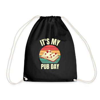 Just Published Author Shirt Women, Pub Day T Shirt - Drawstring Bag - black - Front