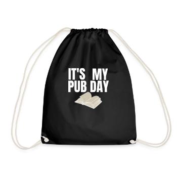 Just Published Author Shirt Women, Pub Day T Shirt - Drawstring Bag - black - Front