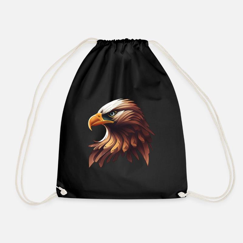 Eagle - Eagle's Head - Drawstring Bag - black