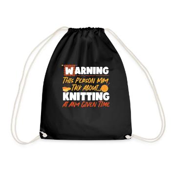 Knitting Knitter Warning This - Drawstring Bag - black - Front