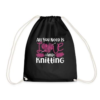 Knitting Knitter Hearts All You - Drawstring Bag - black - Front