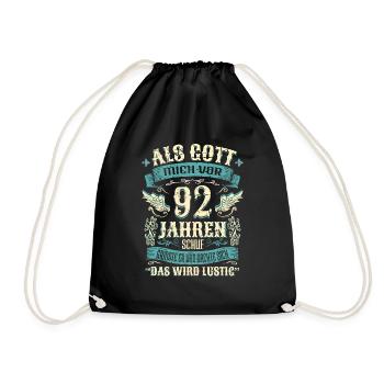 92 Geburtstag Geschenk Jahre Lustig Spruch - Turnbeutel - Schwarz - Vorne