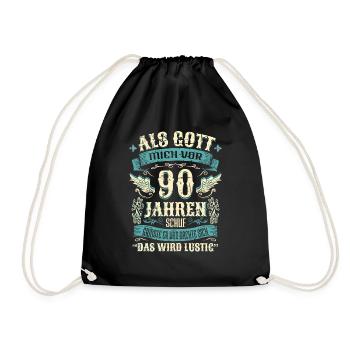 90 Geburtstag Geschenk Jahre Lustig Spruch - Turnbeutel - Schwarz - Vorne