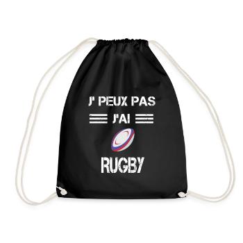 Je peux pas j'ai rugby ballon - Sac de sport léger - noir - Devant
