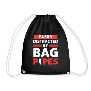 Easily distracted by bagpipes. Bagpipes - Drawstring Bag - black - Front