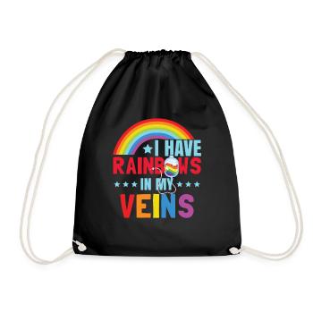 Ich habe Regenbögen in meinen Adern - Turnbeutel - Schwarz - Vorne