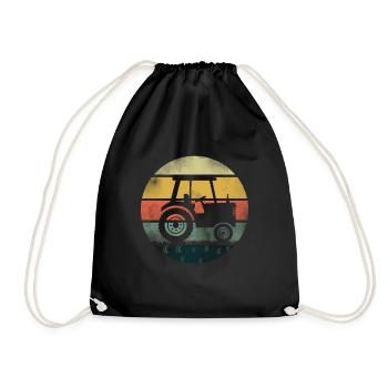 Retro Vintage Traktor LKW Ranch Farm Farmer - Turnbeutel - Schwarz - Vorne