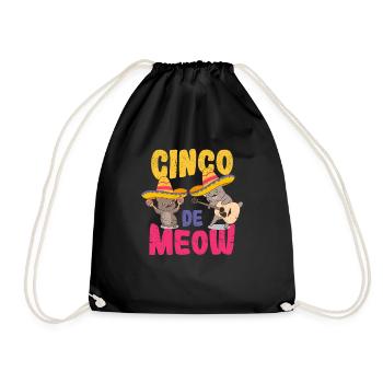 Cinco De Meow Mayo Fiesta Mexikanische Katze - Turnbeutel - Schwarz - Vorne