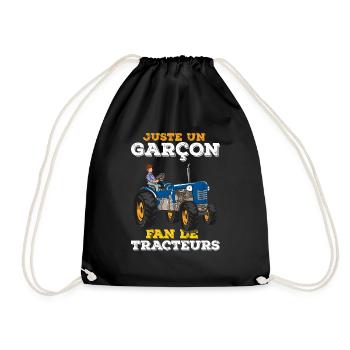 Just A Boy Tractor Lover Love Farm Farmer - Drawstring Bag - black - Front
