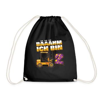 Age 2 Years Old Kids Forklift Fork Truck Lift - Drawstring Bag - black - Front