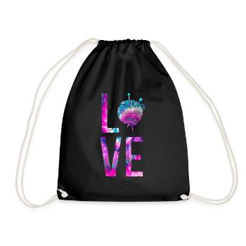 Knitting Knitter Watercolor Love - Turnbeutel - Schwarz - Vorne