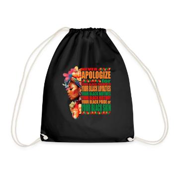 Black History: I Love My Black Color Never Apologi - Drawstring Bag - black - Front