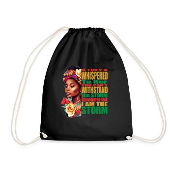 I Am the Storm African Woman Black History Month - Drawstring Bag - black - Front