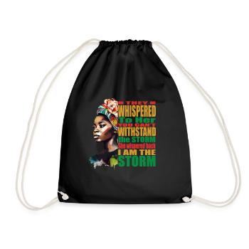 African Woman Black History Month Powerful Quotes - Drawstring Bag - black - Front