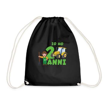 Already 2 Years Old Truck Farm Kid Farmer Tractor - Drawstring Bag - black - Front