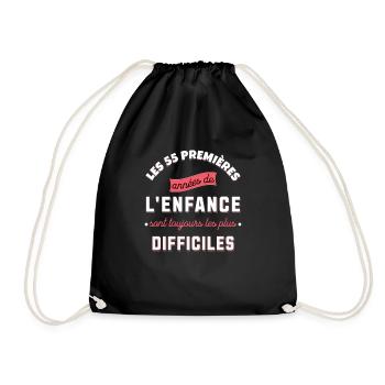 Anniversaire 55 ans, idée cadeau date de naissance - Sac de sport léger - noir - Devant