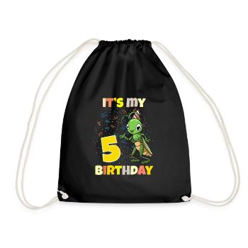 It's my 5th birthday grasshopper - Drawstring Bag - black - Front