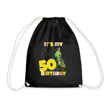 It's my 50th birthday grasshopper - Drawstring Bag - black - Front