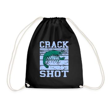 Crack Shot Retro Vintage Funny Pistol Shrimp - Drawstring Bag - black - Front