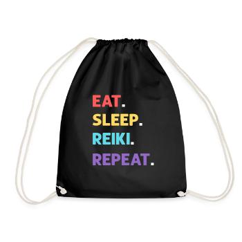 Eat sleep Reiki repetition. - Drawstring Bag - black - Front