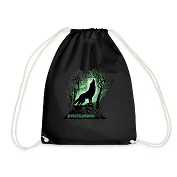 Wölfe Silhouette Naturschutz Tierschutz Wolf - Turnbeutel - Schwarz - Vorne
