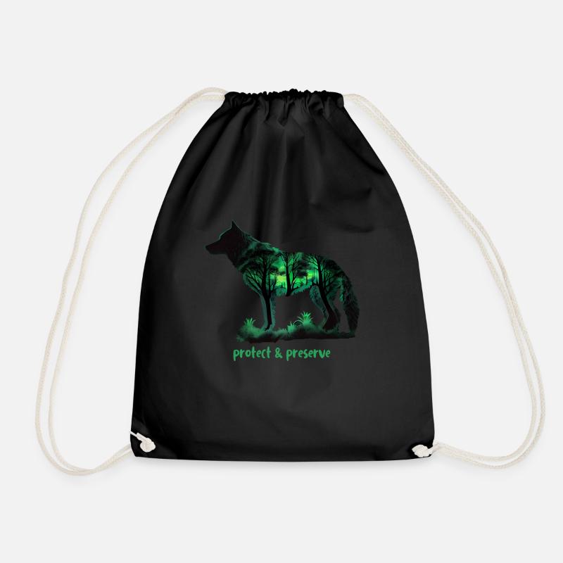Wölfe Silhouette Naturschutz Tierschutz Wolf - Turnbeutel - Schwarz