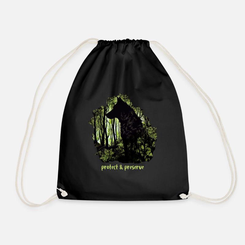 Wölfe Silhouette Naturschutz Tierschutz Wolf - Turnbeutel - Schwarz