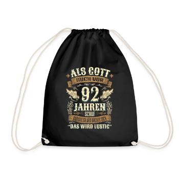 92 Geschenk Geburtstag Jahre Lustig Spruch - Turnbeutel - Schwarz - Vorne