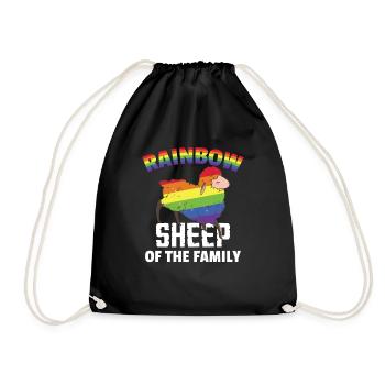 LGBT Regenbogenfarbe Schaf Pride Monat - Turnbeutel - Schwarz - Vorne