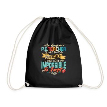 An Awesome P.E.Teacher Is Hard To Find School - Drawstring Bag - black - Front