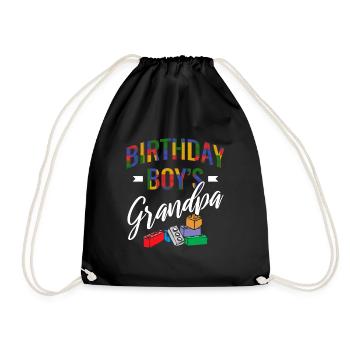 Birthday boy Grandpa building blocks - Drawstring Bag - black - Front