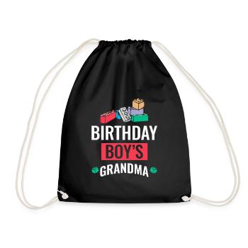 Birthday Kids Grandma Building Blocks - Drawstring Bag - black - Front