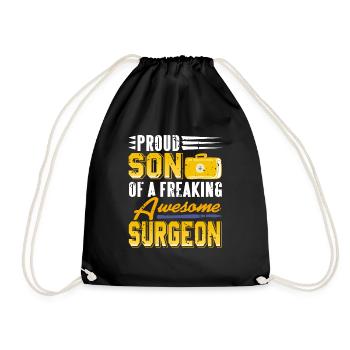 Proud Son Of A Freaking Awesome Surgeon Funny - Drawstring Bag - black - Front