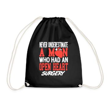 Never Underestimate A Man Open Heart Surgery - Drawstring Bag - black - Front