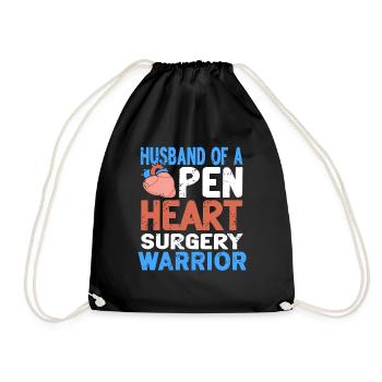 Husband Of An Open Heart Surgery Warrior Surgeon - Drawstring Bag - black - Front