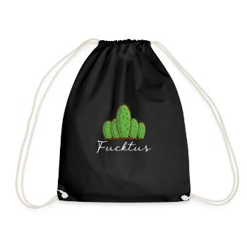 Middle Finger Cactus Fucktus Statement - Drawstring Bag - black - Front