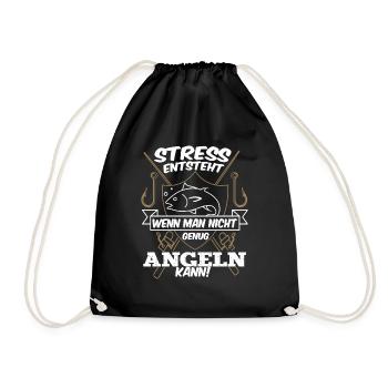 Fischer Spruch Angelmotiv Geschenk Hobbyangler - Turnbeutel - Schwarz - Vorne