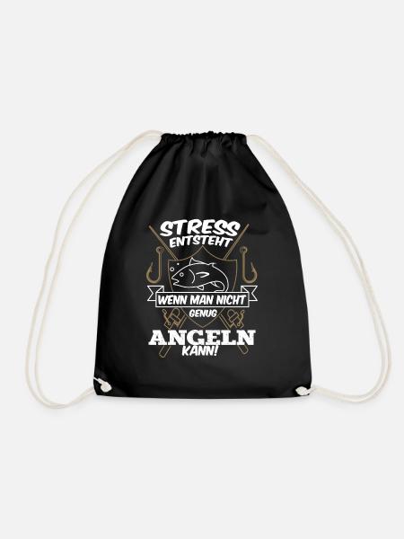 Fischer Spruch Angelmotiv Geschenk Hobbyangler - Turnbeutel - Schwarz