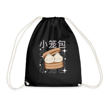 Cute Dumplings Dim Sum Asia Food - Drawstring Bag - black - Front