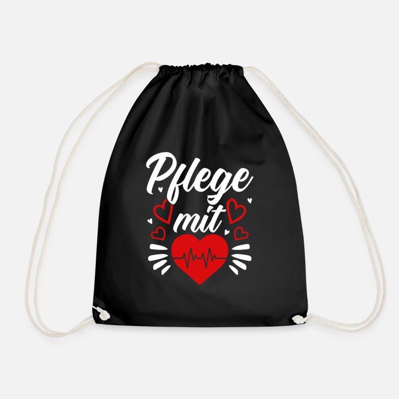 Pflege Mit Herz - Turnbeutel - Schwarz