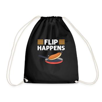 Pancake lovers. Flip happens. - Drawstring Bag - black - Front