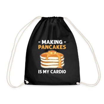 Making pancakes is my cardio. - Drawstring Bag - black - Front