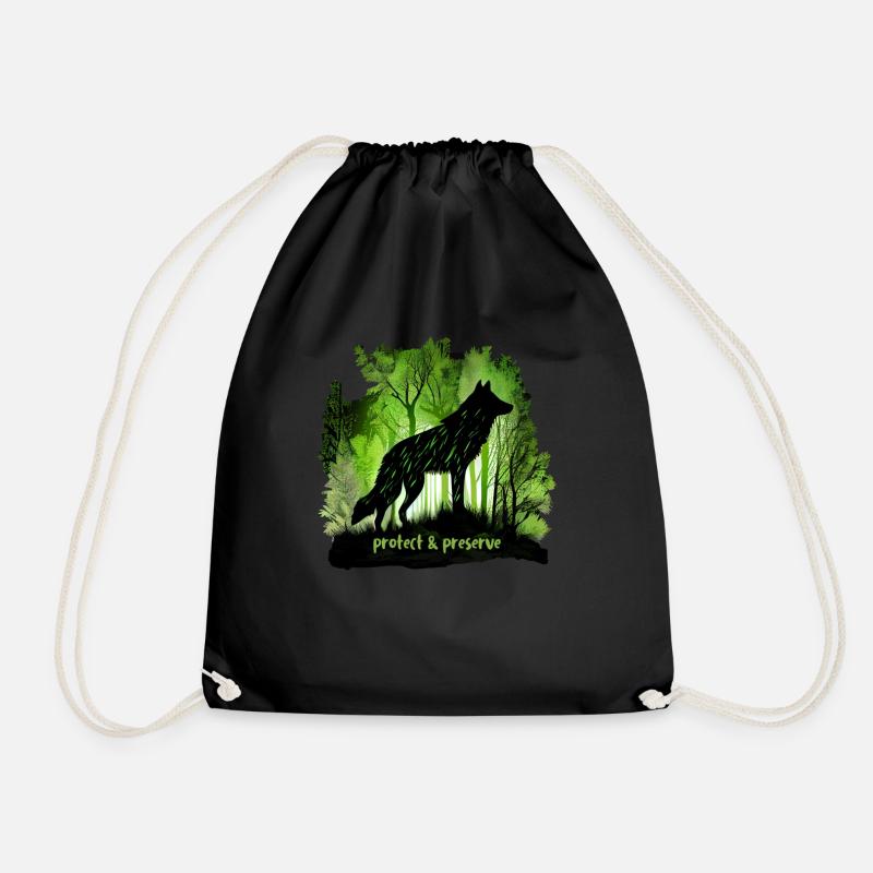 Wölfe Silhouette Naturschutz Tierschutz Wolf - Turnbeutel - Schwarz