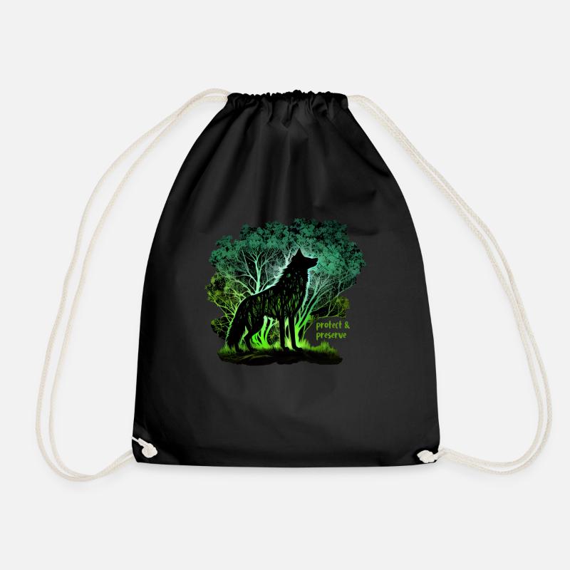 Wölfe Silhouette Naturschutz Tierschutz Wolf - Turnbeutel - Schwarz